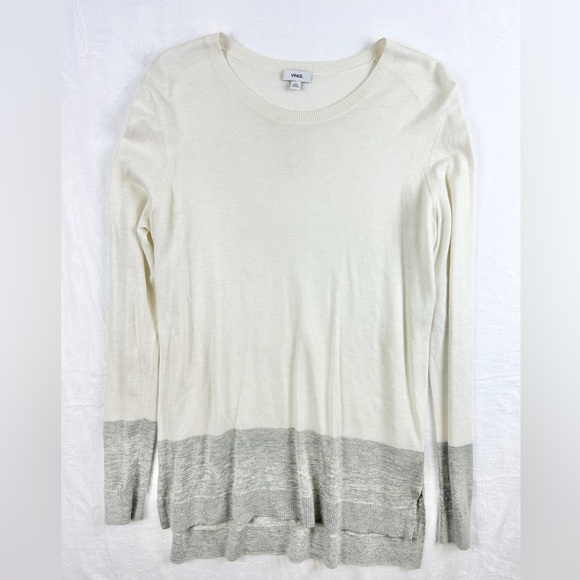 VINCE Lightweight Knit Tunic Sweater Size Small Cashmere Viscose Colour Block - Picture 2 of 7